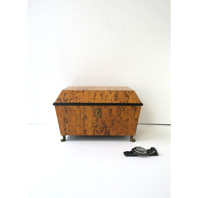 Neoclassical Empire Revival Style Box, Tiger Burl-Esque Lion Heads, Late 20th C For Sale - Image 4 of 15