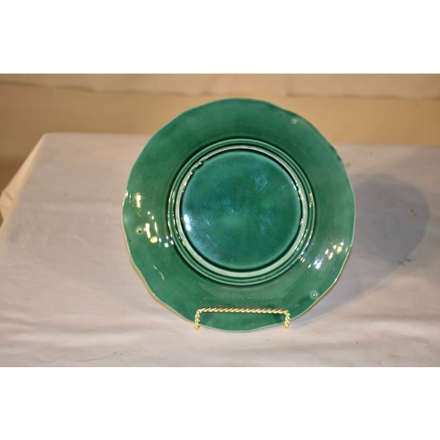Green Pair of 19th Century Majolica Leaf Plates From England For Sale - Image 8 of 11