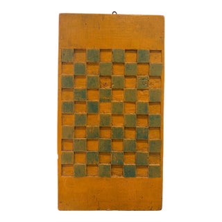 Early American Folk Art Game Board in Yellow and Green For Sale