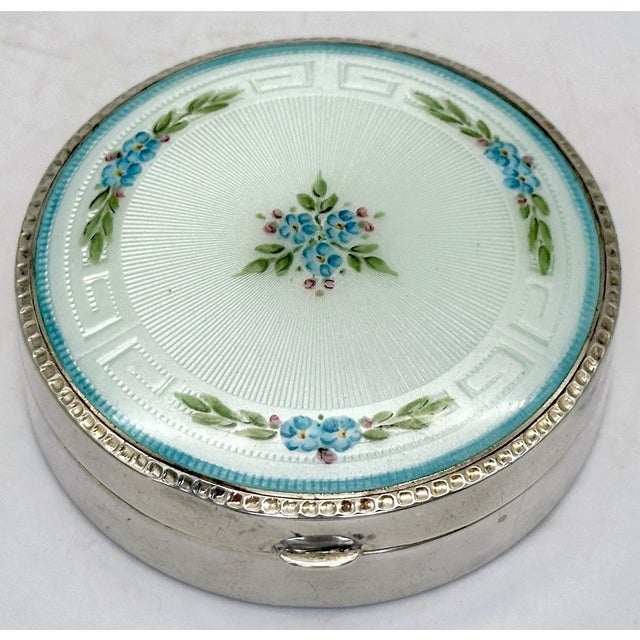 Blackington Sterling Silver and Guilloché Enamel Box with Mirrored Lid, C. 1925 For Sale - Image 4 of 11