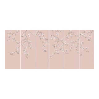 W36'*h108"/Panel, a Set of 6 Panels Magnolia Wallpaper, Mauve Magnolia Wallpaper For Sale