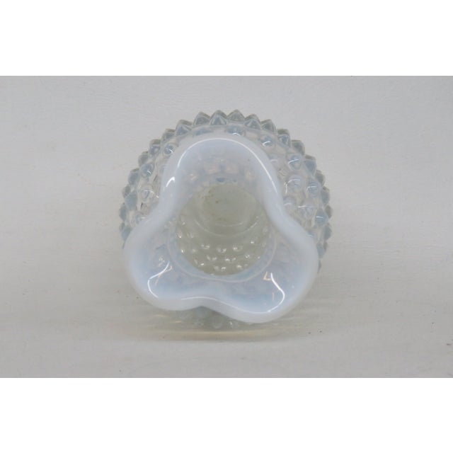 Mid 20th Century Fenton French Glass Hobnail Opalescent Small Vase Clear White Fluted Rim 4771b For Sale - Image 5 of 14