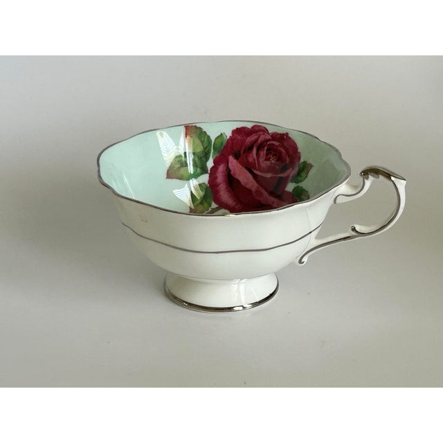 Mint Vintage Paragon English Bone China Rose Teacup and Saucer For Sale - Image 8 of 11