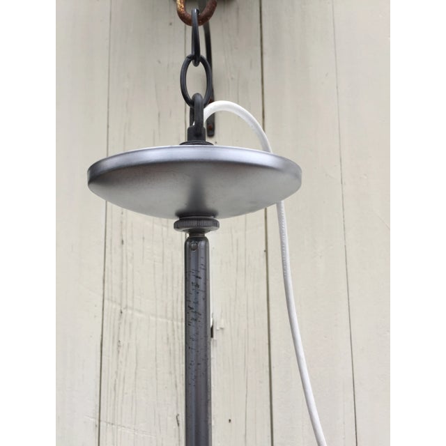 This is an awesome vintage round waffle pattern hanging nickel fixture. Excellent condition and ready to hang. As shown,...