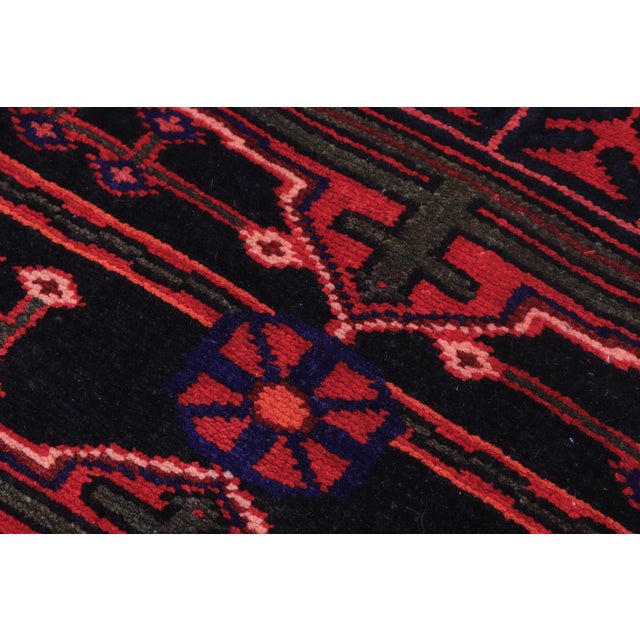 Vintage Hand-Knotted Wool Runner Rug – 3.10 X 8.3 Red Tribal For Sale - Image 4 of 8