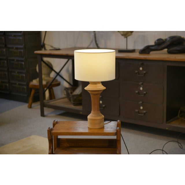 Vintage Oak Table Lamp, 1950s For Sale - Image 3 of 9