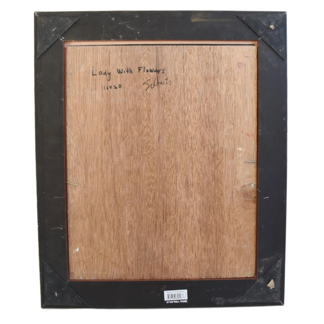 Silvio Silvestri, Listed Artist Woman Gathering Flowers Landscape Oil Painting Including the Antiqued Gold Wood Frame For Sale - Image 10 of 13