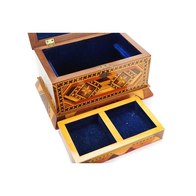Vintage Geometrical Design Wooden Jewelry Box For Sale - Image 9 of 9