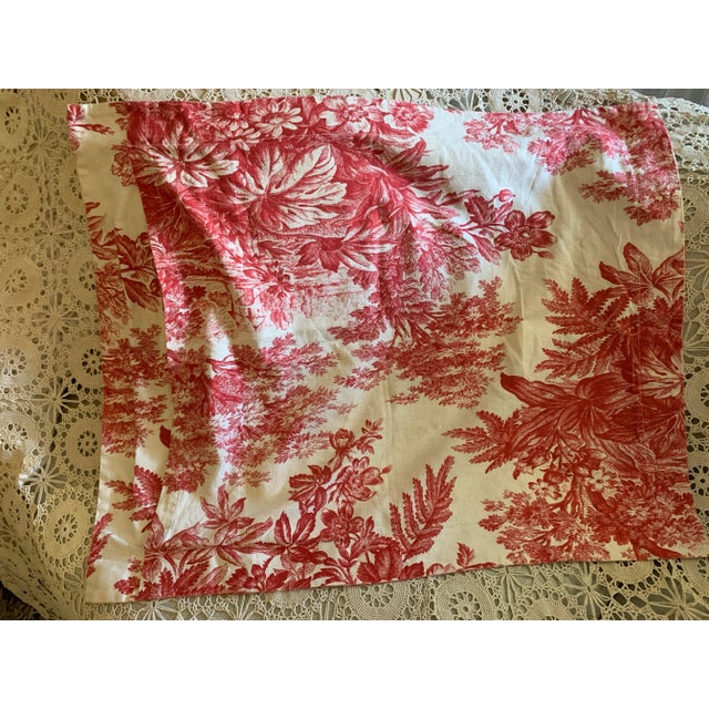 Pottery Barn Pair Pottery Barn 2006 Matine Pillowsham Red Toile Floral Classic Traditional French Country Standard Size For Sale - Image 4 of 12