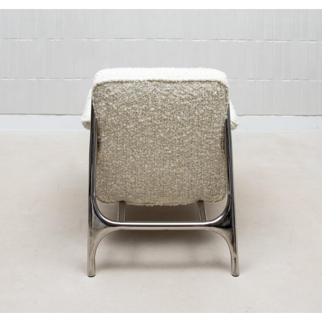 2020s Bouclé Armchair With Polished Steel Accents by R&y Augousti For Sale - Image 5 of 9