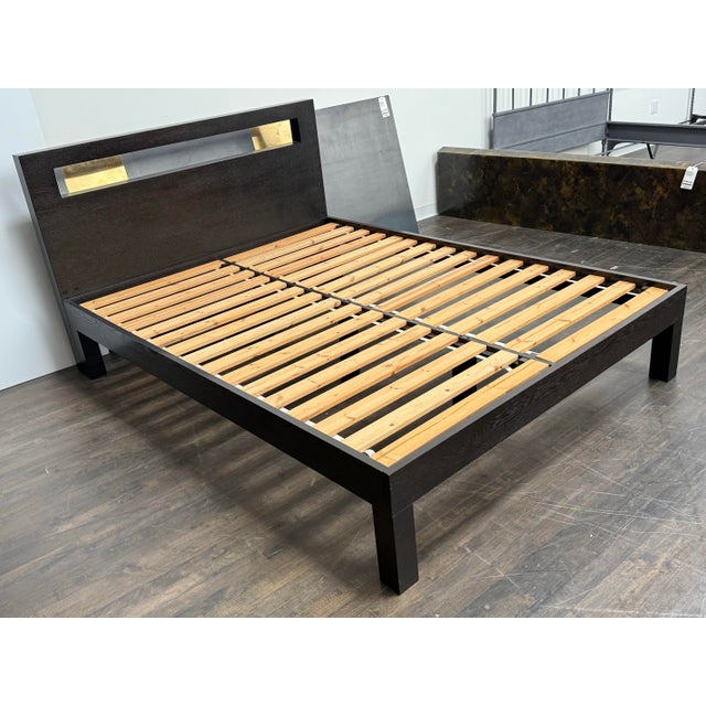 Contemporary Queen Size West Elm Low Cut Out Bedframe For Sale - Image 3 of 12