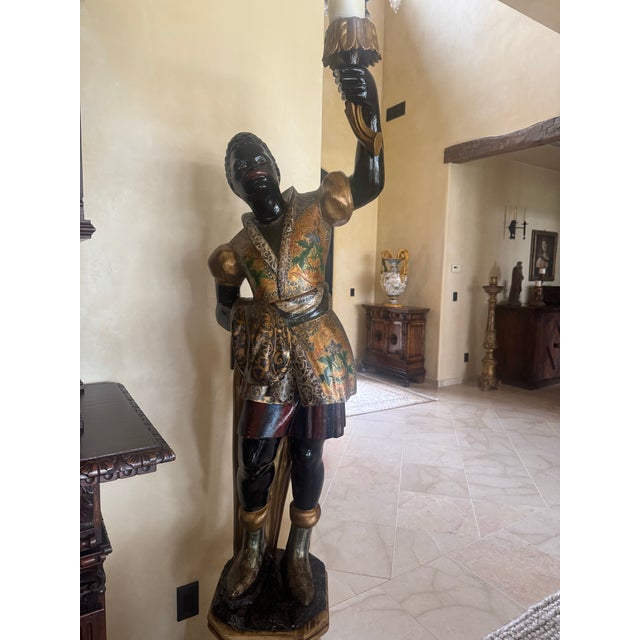 Antique Italian Blackamoor Life Size Statue Pair For Sale - Image 4 of 7