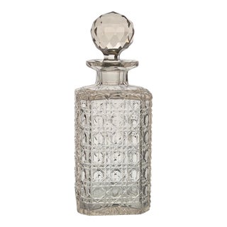 Antique 1890s American Cut Glass Square Decanter - Met Museum Exact Match Twin For Sale