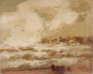 Franco Marzilli, View of the Bay, Oil Painting, 1970s