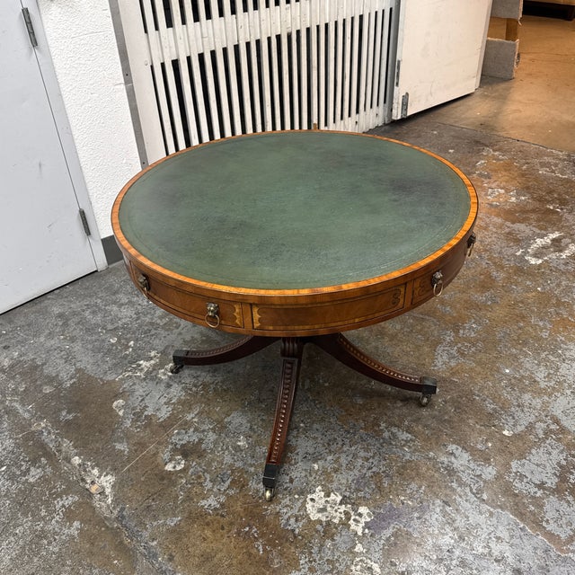 Manor House Round Leather Top Pedestal Table, Mid 19th Century For Sale - Image 4 of 12