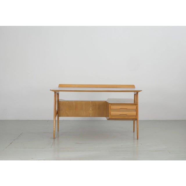 1950s Italian Maple Desk with Bookshelf from Canturina del Mobile, 1950s For Sale - Image 5 of 18