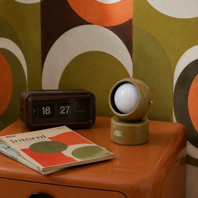 Vintage Space Age Table Lamp in Olive Green Ceramic, Italy, 1970s For Sale - Image 10 of 12