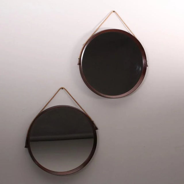 Wooden Circular Mirrors, Set of 2 For Sale - Image 6 of 13