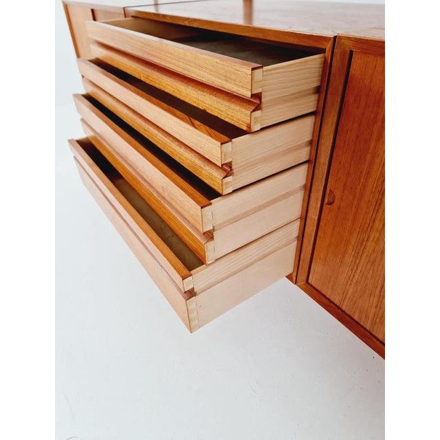 Poul Cadovius Large Mid-Century Danish Teak Wall Unit with 3 Cabinets by Poul Cadovius for Cado, Denmark, 1960s For Sale - Image 4 of 11