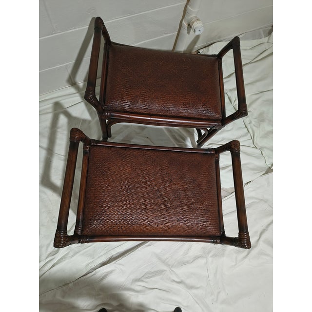 Pair of Rattan Benches Made in Phillipines Tobacco Brown For Sale - Image 4 of 12