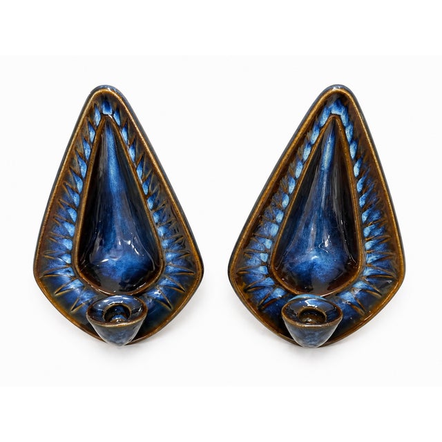 Ceramic Large Stoneware Candlestick Wall Lights by Einar Johansen for Soholm, 1960s, Set of 2 For Sale - Image 7 of 7