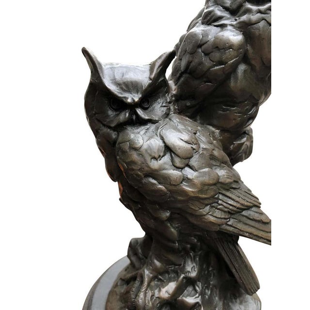 Bronze Barn Owl Statues, 20th Century For Sale - Image 8 of 10