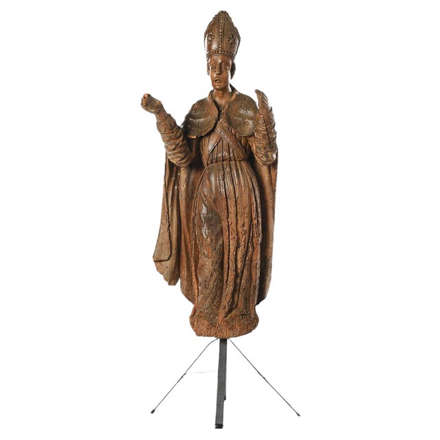 Timber Iron Sculpture of St. Nicolas For Sale