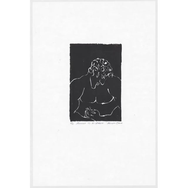 David Baird linocut on paper of a classical male nude figure, pencil signed.
