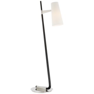 AERIN by Visual Comfort Signature Katia Floor Lamp in Ebony and Polished Nickel with Linen Shade For Sale