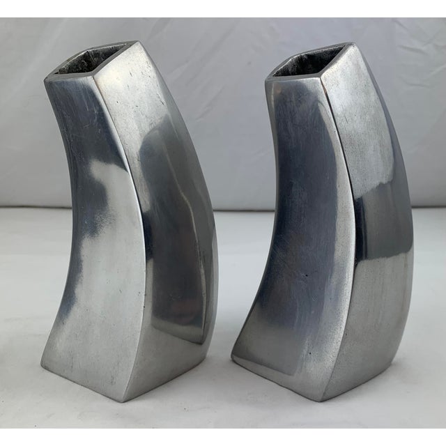 Modern 1990s Vintage Modern Aluminum Vases- Set of 2 For Sale - Image 3 of 10