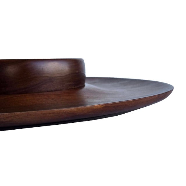 Mid 20th Century Hand Turned Black Walnut Wood Chip and Dip Set, 2 Pieces For Sale - Image 11 of 15