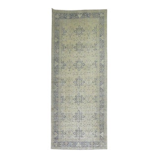 Vintage Zabihi Collection Worn Neutral Color Corridor Size Turkish Rug - 6'9" x 16'10" For Sale