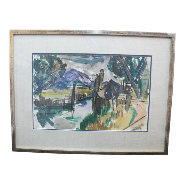 David McCosh Abstract Mountain Landscape Pacific Nw Watercolor Painting For Sale