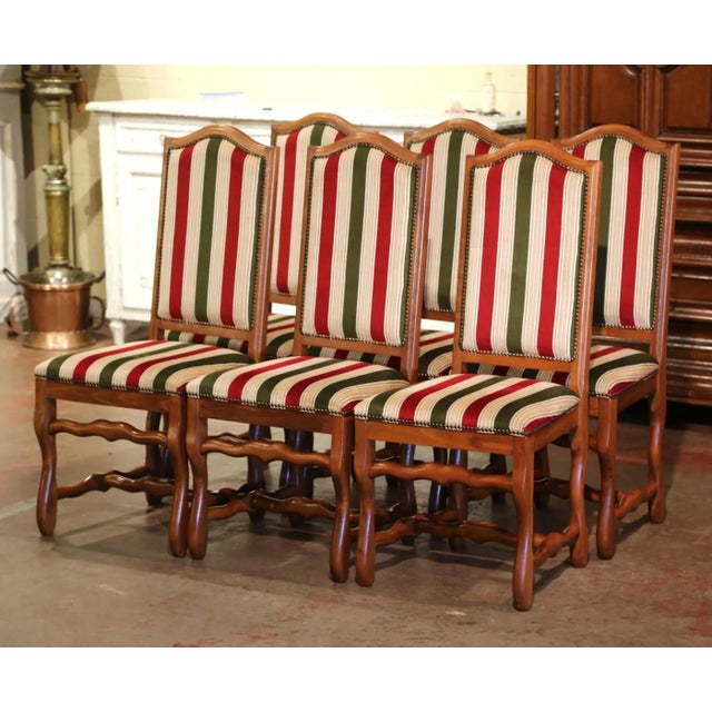 Late 20th Century Set of Six French Louis XIII Style Beech Dining Chairs With Os De Mouton For Sale - Image 5 of 13