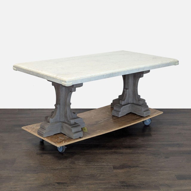 Restoration Hardware Restoration Hardware (Rh) St. James Marble-Top Rectangular Dining Set For Sale - Image 4 of 18