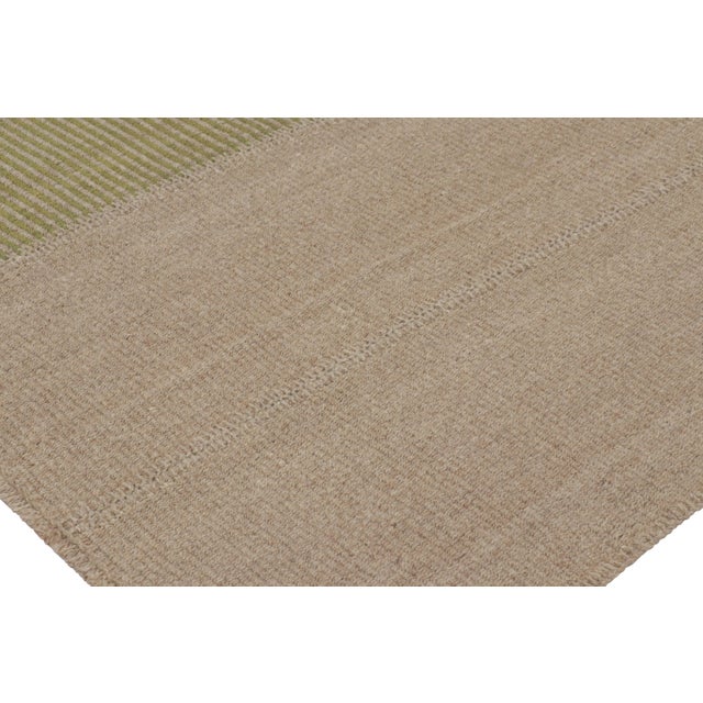 Rug & Kilim’s Contemporary Kilim With Textural Beige and Green Stripes For Sale In New York - Image 6 of 8