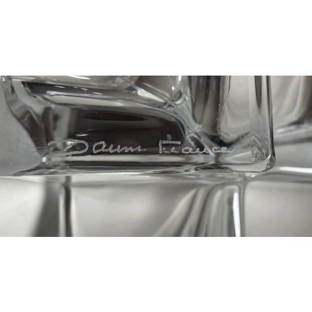 1990s Daum Three Section Cubist Clear and Frosted Crystal Vide Poche Bowl Sculpture For Sale - Image 14 of 16