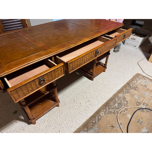 1980s Bamboo and Rattan Desk 60” X 30” X 31” Tall For Sale In Lexington, KY - Image 6 of 8