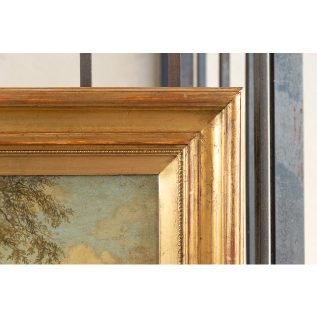 English 1880s Oil on Canvas Painting of a Boy with His Dog in Antique Gilt Frame For Sale - Image 9 of 12