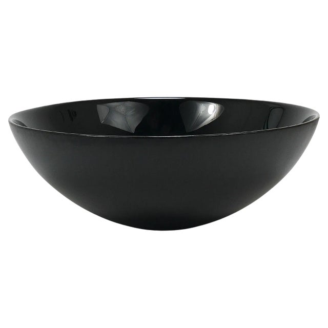 Large Black Centerpiece Glass Bowl from Riedel X Mesa, Italy, 1980s For Sale