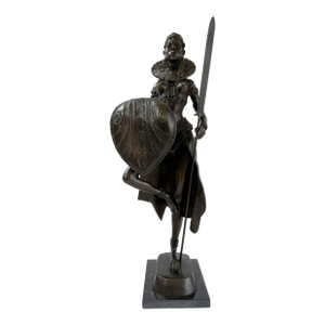 Female African Warrior Bronze Statue