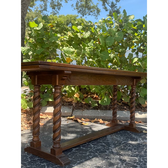 Mid-Century Modern Vintage Ethan Allen Barley Twist Expandable Console Dining Table For Sale - Image 3 of 12