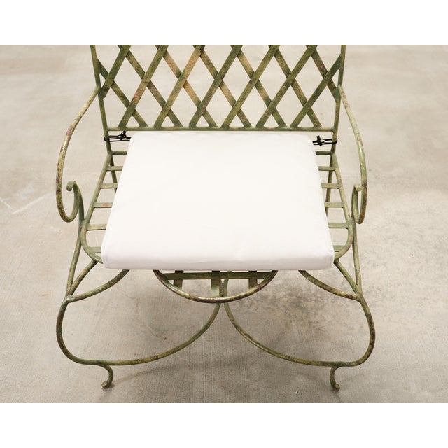 Set of Four Rose Tarlow Style Iron Lattice Garden Chairs For Sale - Image 13 of 18