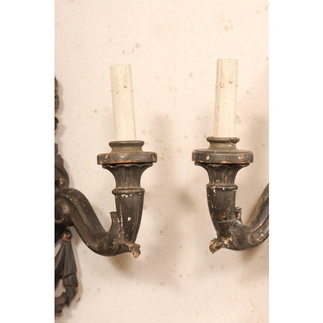 Italian Italian Early 20th Century Carved-Wood Sconces - a Pair For Sale - Image 3 of 10