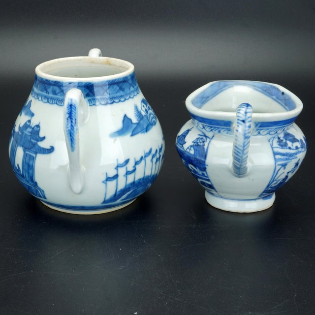 Chinese Chinese Cantonware Cream and Sugar 18th/19th Century For Sale - Image 3 of 9