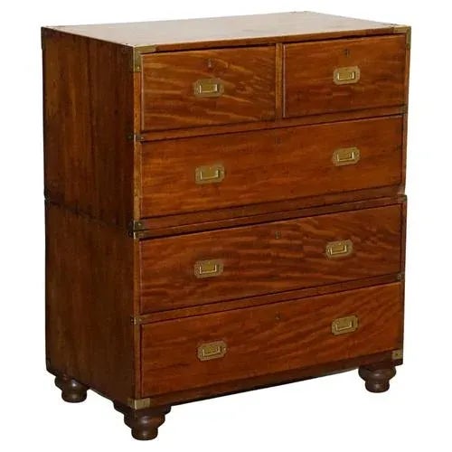 Antique Satinwood Military Campaign Chest of Drawers, 1800s For Sale - Image 18 of 18