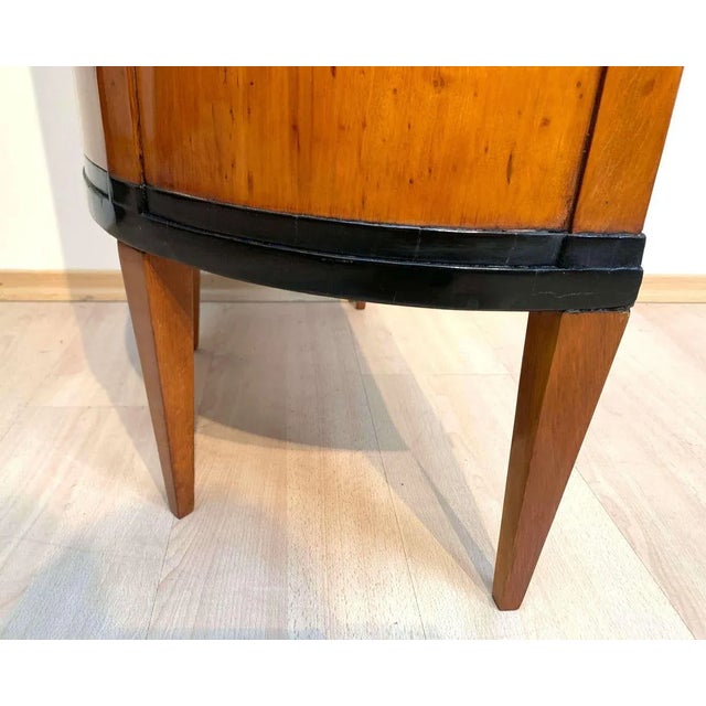 Biedermeier Demilune Half Cabinet in Cherrywood and Brass, France, 1810s For Sale - Image 15 of 18
