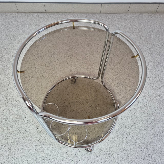 Mid-Century Chrome and Glass Bar Cart, 1970s, 1960s For Sale - Image 11 of 11