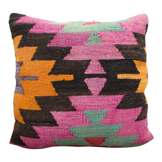 Turkish Kilim Decorative Pillow Cover - 19.5"x20" For Sale