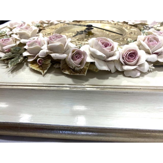 Vintage Porcelain Wall Clock with Handcrafted Floral Decor by Giulio Tucci for Capodimonte, 1990s For Sale - Image 6 of 8
